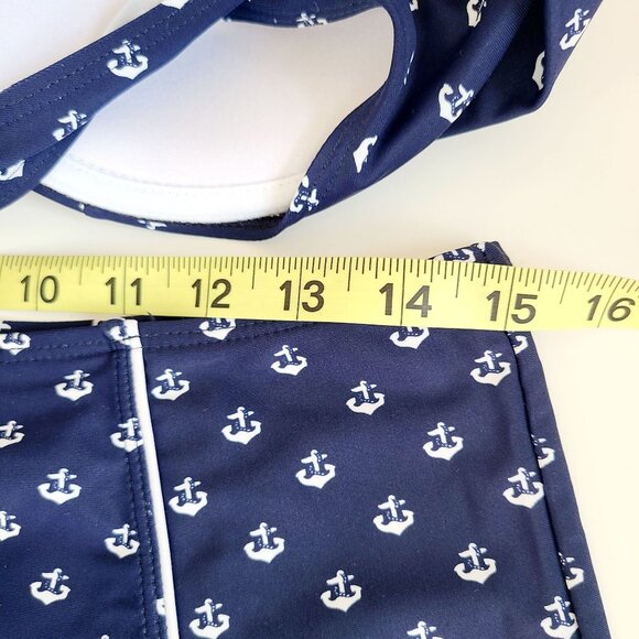 Bikini Set Navy Anchor Print High-Waist Bottom Halter Top Vintage Inspired Retro - Picture 10 of 12
